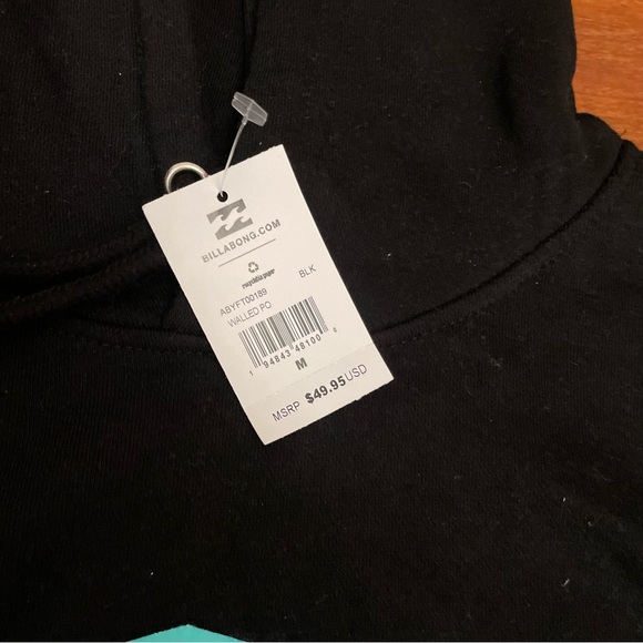 NWT BILLABONG WALLED BLACK HOODIE SZ MEDIUM M - Picture 3 of 5